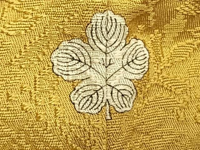 平和屋着物●上質な色無地 草花地紋 芥子色 正絹 逸品 AABI1411fy