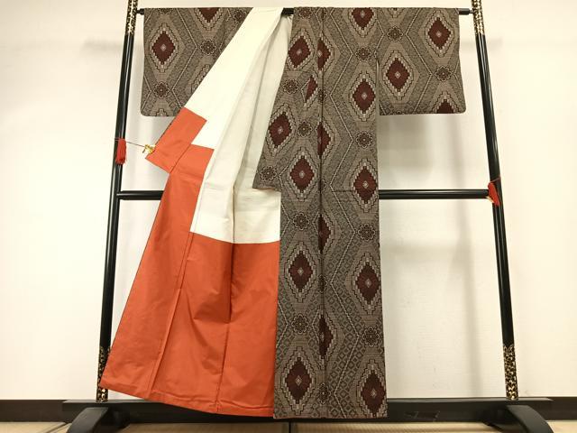 平和屋着物●本場大島紬 龍郷絣 正絹 逸品 AABI1415fy