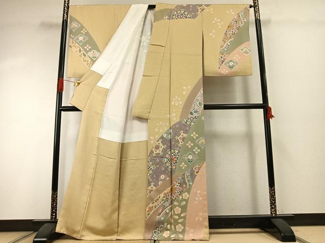 平和屋着物●訪問着 友禅 駒刺繍 吉祥花文 金彩 正絹 逸品 AABI1417fy