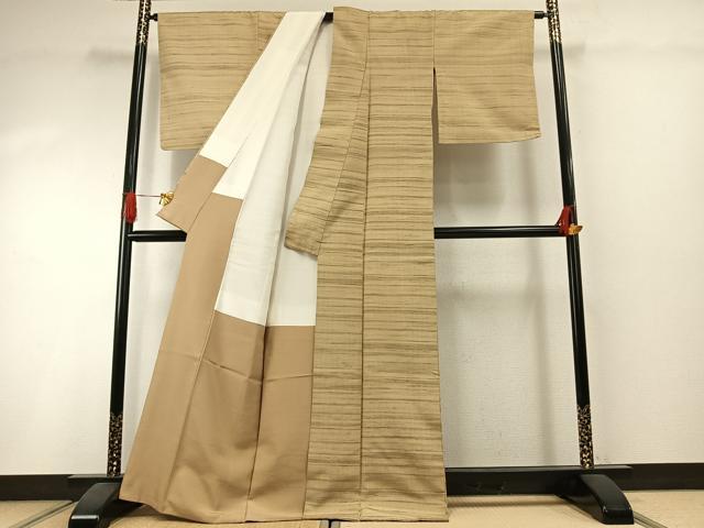 平和屋着物●上質な紬 横縞 正絹 逸品 AABI1420fy