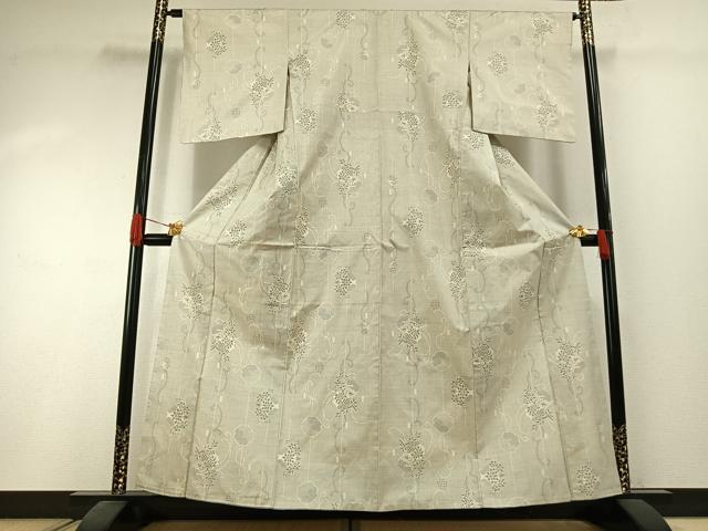 平和屋着物●本場大島紬 白大島 カタス7マルキ 草花文 正絹 逸品 AABI1422fy