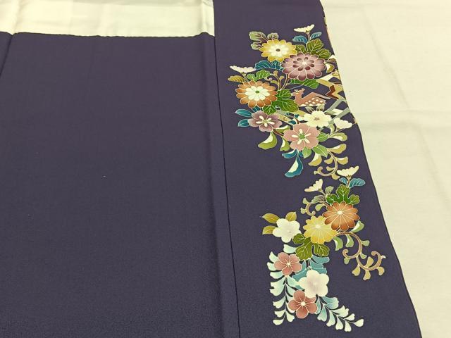 平和屋着物●色留訪問着 友禅 駒刺繍 吉祥花文 金彩 正絹 逸品 AABI1427fy