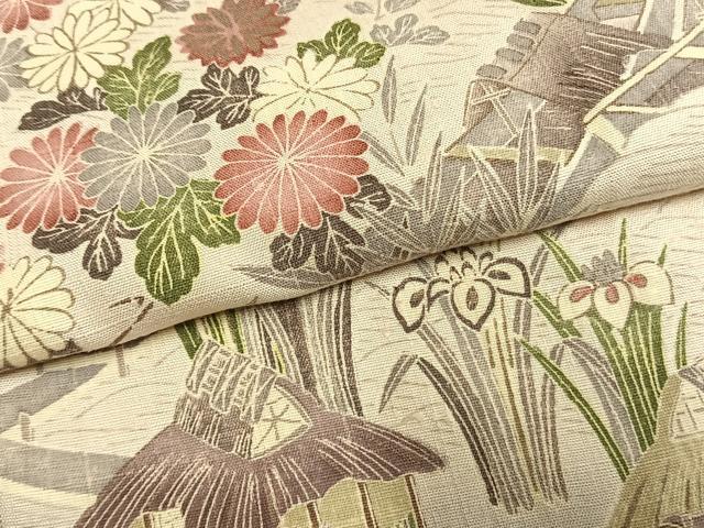 平和屋着物●訪問着 紬地 作家物 松竹梅 風景花文 やまと誂製 正絹 逸品 AABI1428fy