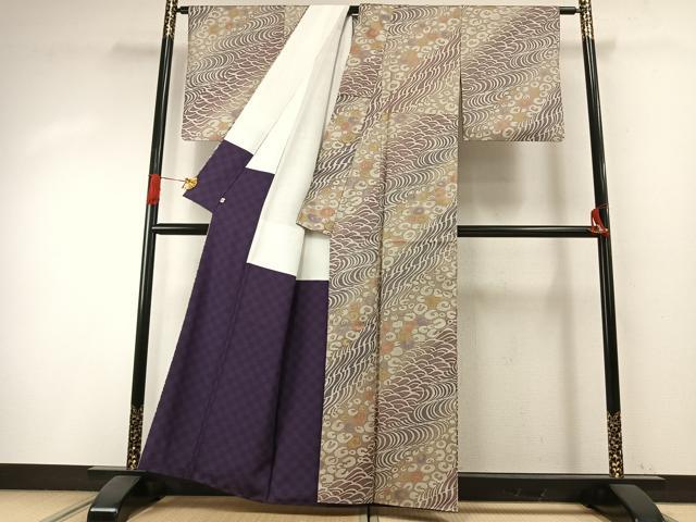平和屋着物●本場大島紬 染大島 作家物 幾何学文様 正絹 逸品 AABI1429fy