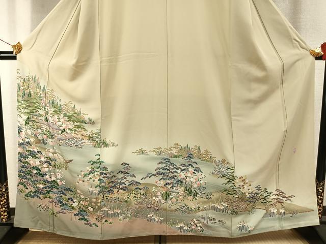 平和屋着物●豪華色留袖 友禅 作家物 松竹梅 風景文 暈し染め 正絹 逸品 AABI1430fy