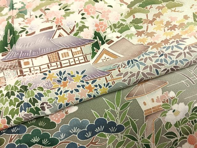 平和屋着物●豪華色留袖 友禅 作家物 松竹梅 風景文 暈し染め 正絹 逸品 AABI1430fy
