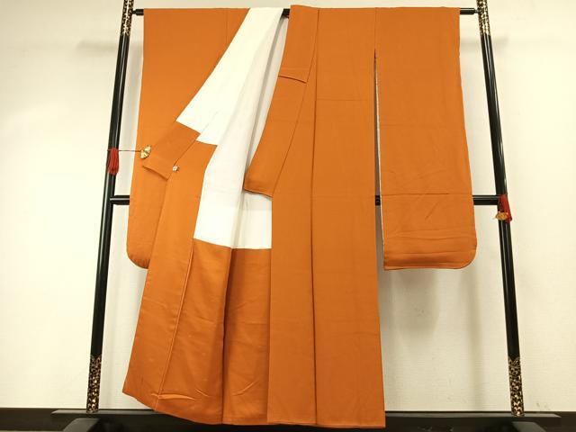 平和屋着物●豪華振袖 舞花地紋 黄茶色 正絹 逸品 AABI1433fy