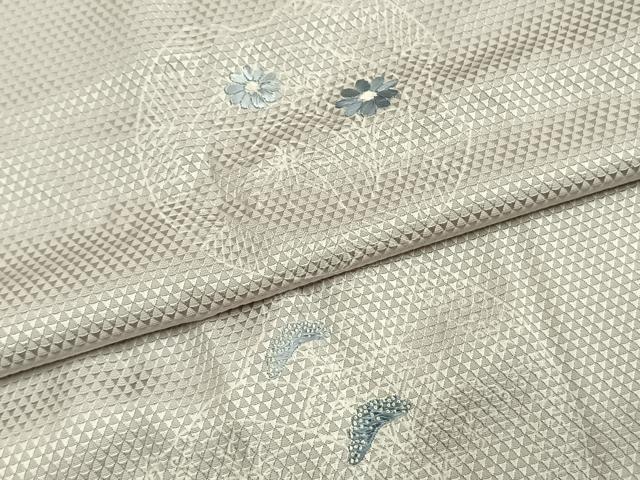 平和屋着物●男性 長襦袢 無双仕立て 刺繍 草花文 正絹 逸品 AABI1439fy