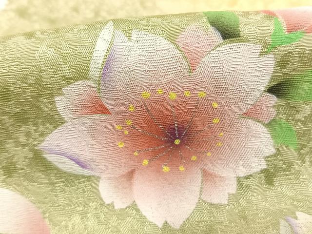 平和屋着物●豪華振袖 舞花文 暈し染め 正絹 逸品 AABI1448fy