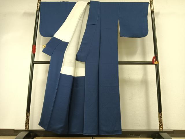 平和屋着物●上質な色無地 紺色 正絹 逸品 未使用 AABI1457fy