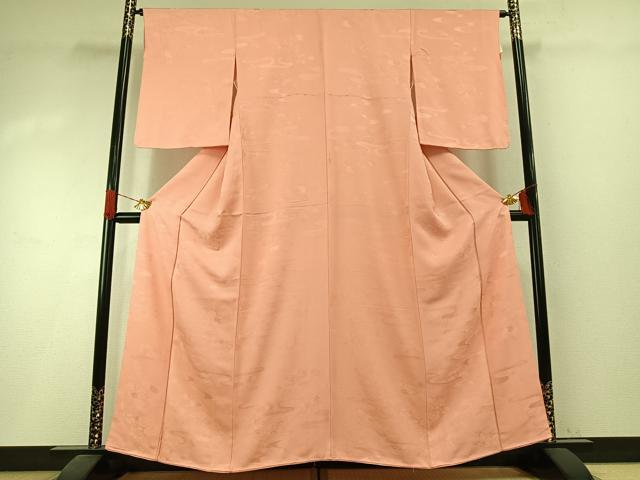 平和屋着物●上質な色無地 草花地紋 一斤染色 正絹 逸品 未使用 AABI1461fy