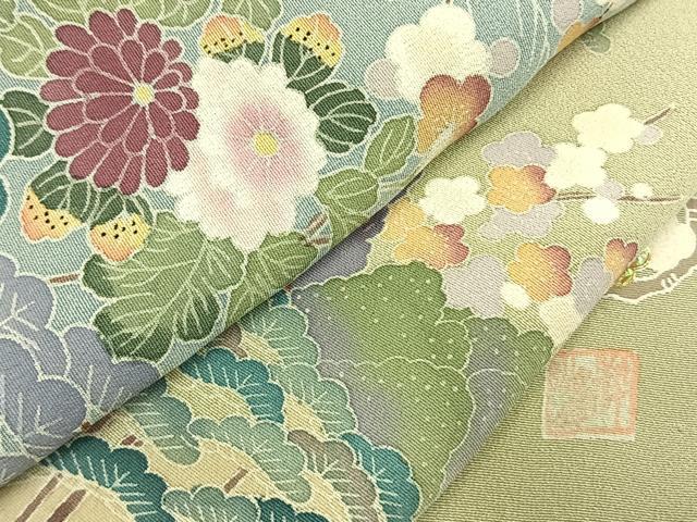 平和屋着物●高級染元 粋峰 林芳夫 京加賀友禅 訪問着 松竹梅 暈し染め 正絹 逸品 AABI1476fy