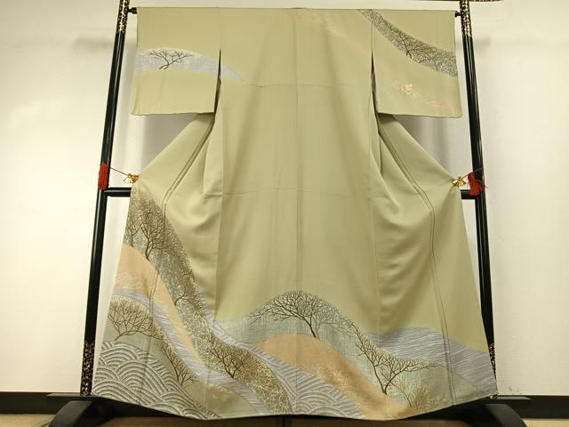 平和屋着物●訪問着 樹林文 金彩 正絹 逸品 AABI1478fy