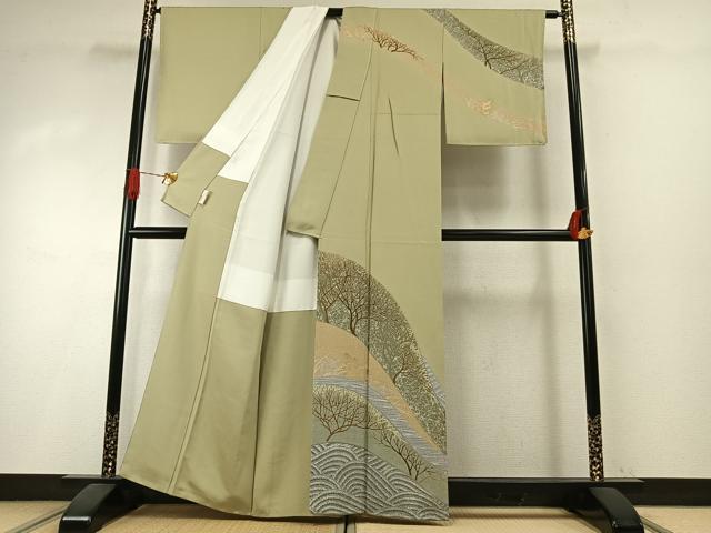 平和屋着物●訪問着 樹林文 金彩 正絹 逸品 AABI1478fy
