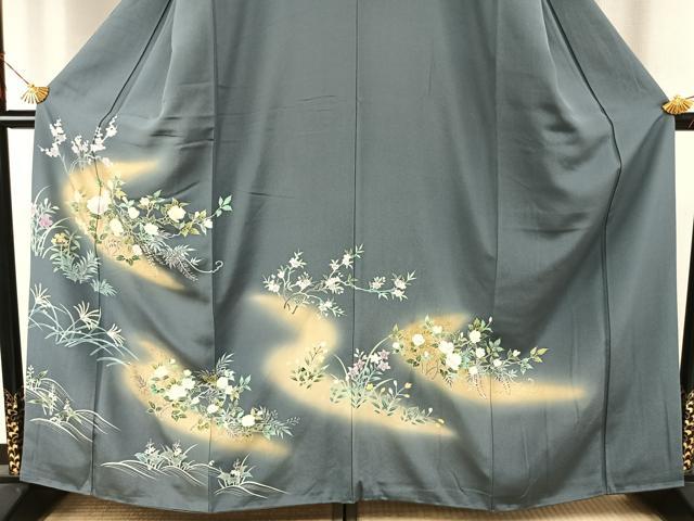 平和屋着物●訪問着 枝花文 暈し染め 金彩 正絹 逸品 AABI1480fy