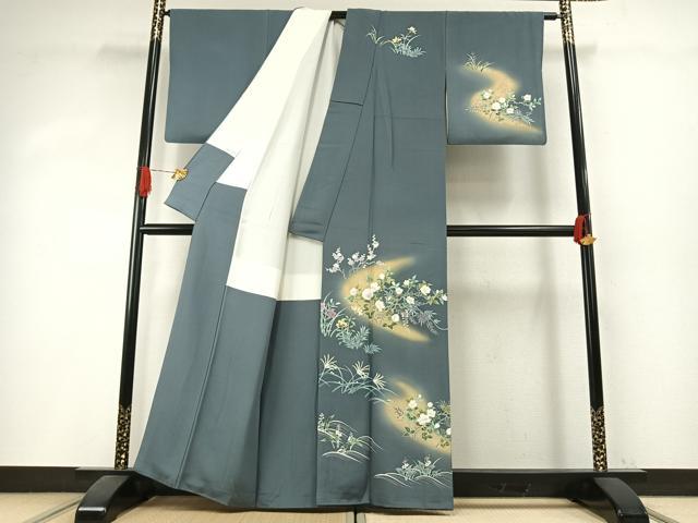 平和屋着物●訪問着 枝花文 暈し染め 金彩 正絹 逸品 AABI1480fy