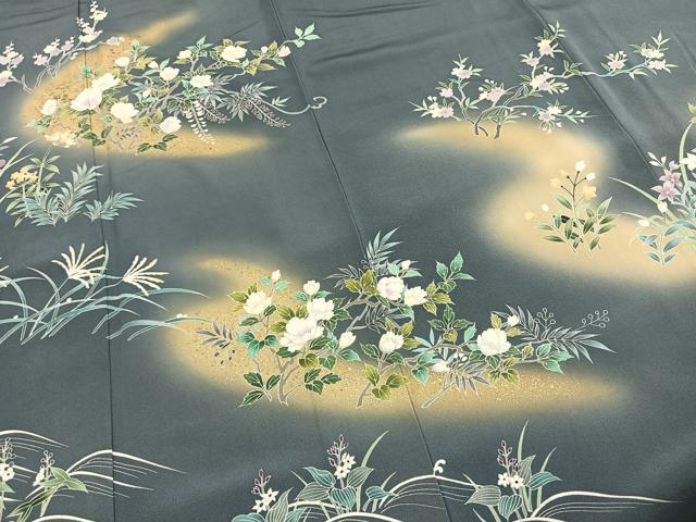 平和屋着物●訪問着 枝花文 暈し染め 金彩 正絹 逸品 AABI1480fy