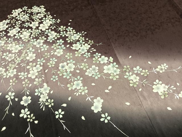 平和屋着物●訪問着 舞桜文 暈し染め 銀彩 正絹 逸品 AABI1482fy