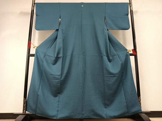 平和屋着物●洗える最高級着物 <英>はなぶさ謹製 色無地 納戸色 洗える着物 AABI1484fy