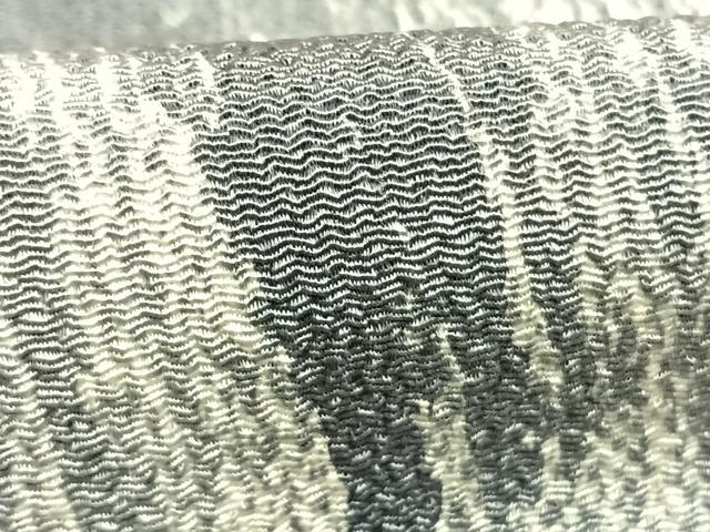 平和屋着物●洛楽人工房 流水文 (玉蟲染) 小紋 浜ちりめん 鬼しぼ縮緬 反端付き 正絹 逸品 AABI1488fy