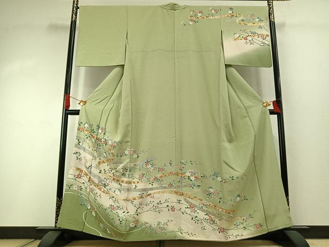 平和屋着物●訪問着 花蝶文 暈し染め 金彩 正絹 逸品 AABI1491fy
