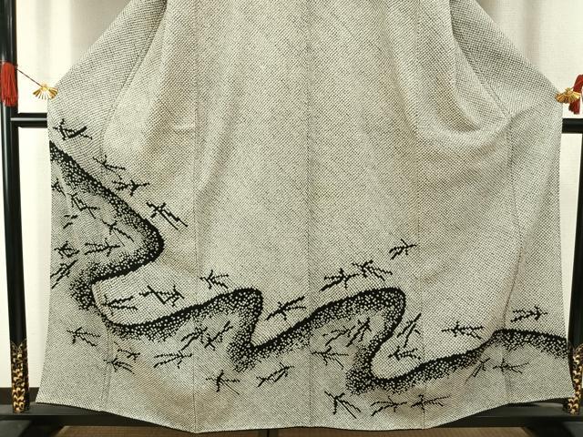 平和屋着物●訪問着 本疋田絞り 総絞り 流水松葉文 正絹 逸品 AABI1504fy