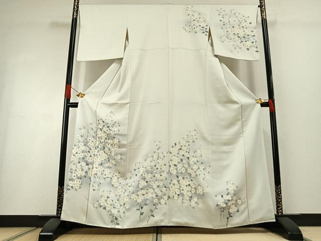 平和屋着物●訪問着 手描き 枝花文 暈し染め 正絹 逸品 AABI1506fy