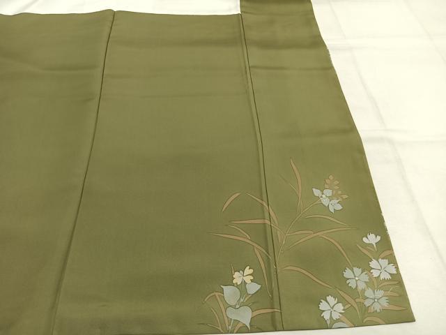 平和屋着物●白山紬 訪問着 草花文 正絹 逸品 未使用 AABI1510fy