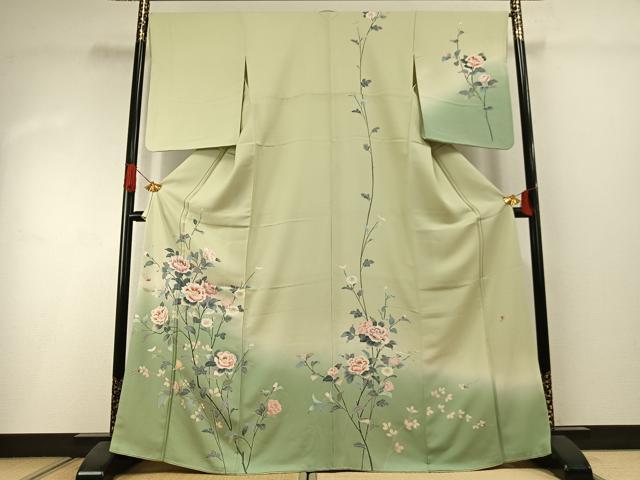 平和屋着物●訪問着 友禅 作家物 枝花文 暈し染め 正絹 逸品 AABI1514fy