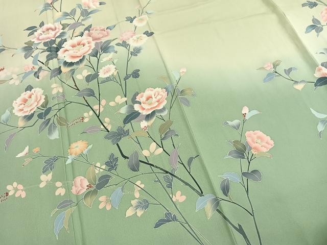 平和屋着物●訪問着 友禅 作家物 枝花文 暈し染め 正絹 逸品 AABI1514fy