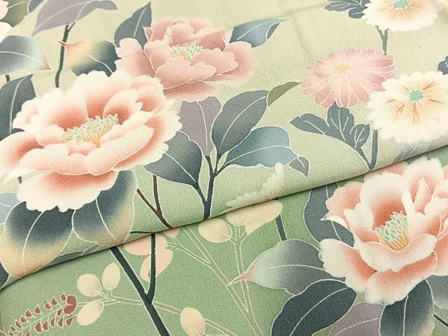 平和屋着物●訪問着 友禅 作家物 枝花文 暈し染め 正絹 逸品 AABI1514fy