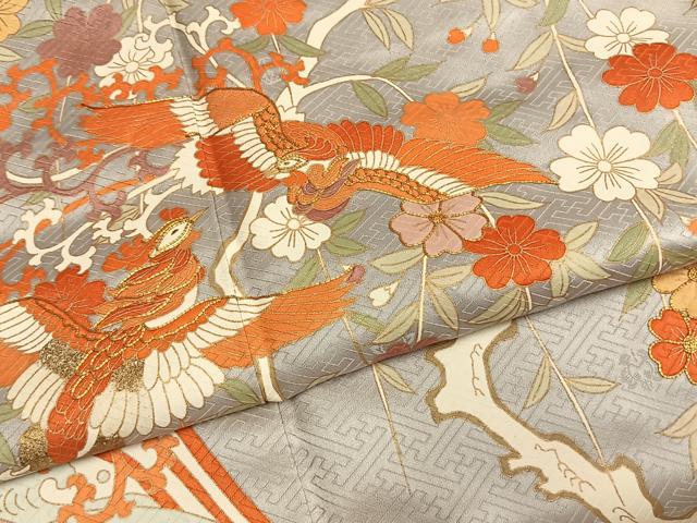 平和屋着物●十日町老舗ブランド 吉澤友禅 吾妻徳穂 訪問着 駒刺繍 花鳥文 暈し染め 金彩 正絹 逸品 AABI1518fy