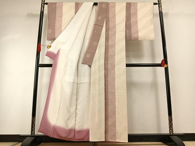 平和屋着物●上質な小紋 絞り 花間道 正絹 逸品 AABI1521fy