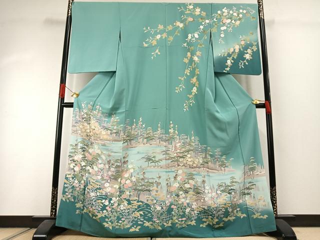 平和屋着物●訪問着 風景花文 暈し染め 正絹 逸品 AABI1524fy