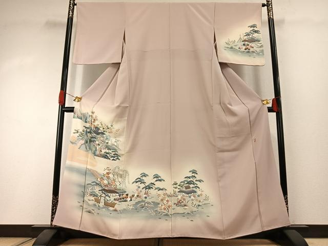 平和屋着物●熊崎和人 訪問着 友禅 風景花文 暈し染め 正絹 逸品 AABI1528fy