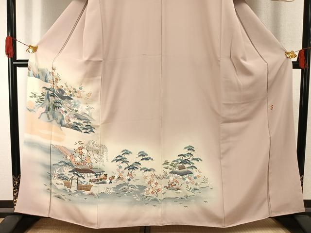 平和屋着物●熊崎和人 訪問着 友禅 風景花文 暈し染め 正絹 逸品 AABI1528fy