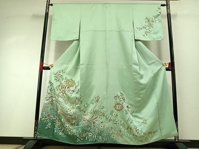 平和屋着物●訪問着 花鳥文 暈し染め 金彩 正絹 逸品 未使用 AABI1530fy