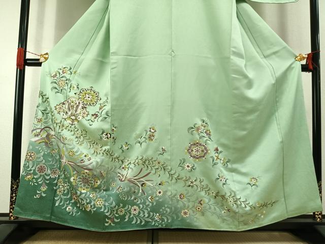 平和屋着物●訪問着 花鳥文 暈し染め 金彩 正絹 逸品 未使用 AABI1530fy