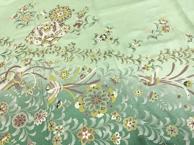 平和屋着物●訪問着 花鳥文 暈し染め 金彩 正絹 逸品 未使用 AABI1530fy
