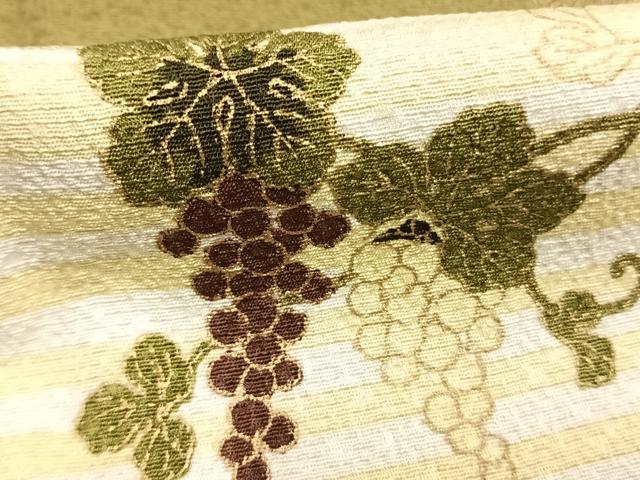 平和屋着物●世界的友禅作家 千地泰弘 小紋 葡萄蔦の葉文 暈し染め 金彩 ロング丈 正絹 逸品 AABI1532fy