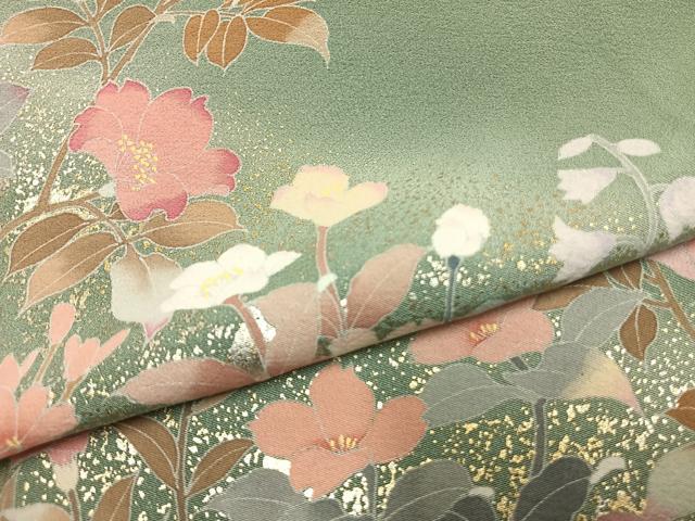 平和屋着物●訪問着 友禅 枝花文 暈し染め 金銀彩 正絹 逸品 未使用 AABI1571fy