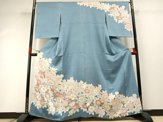 平和屋着物●京友禅 飯田信幸 訪問着 草花文 正絹 逸品 AABI1573fy