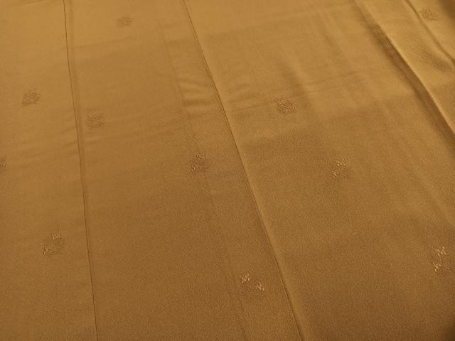 平和屋着物●無地絵羽訪問着 刺繍 枝葉文 黄橡色 正絹 逸品 AABI1574fy