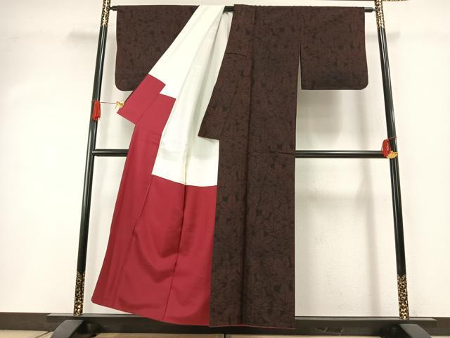 平和屋着物●結城紬 葉尽くし 正絹 逸品 AABI1580fy