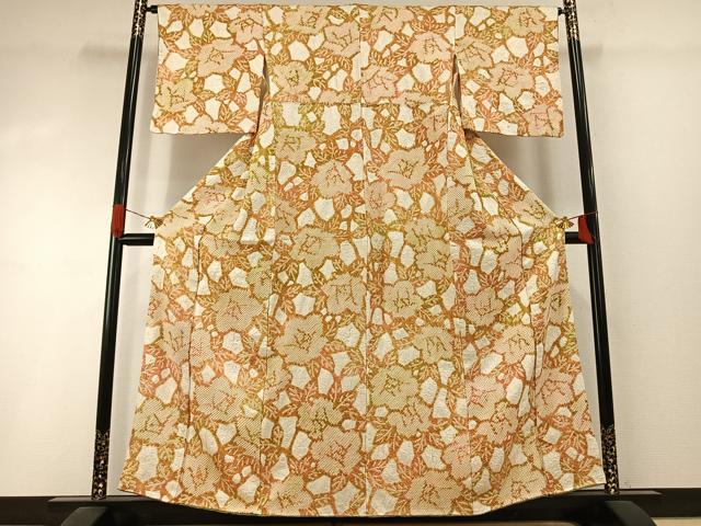 平和屋着物●上質な小紋 総絞り 草花文 正絹 逸品 AABI1582fy