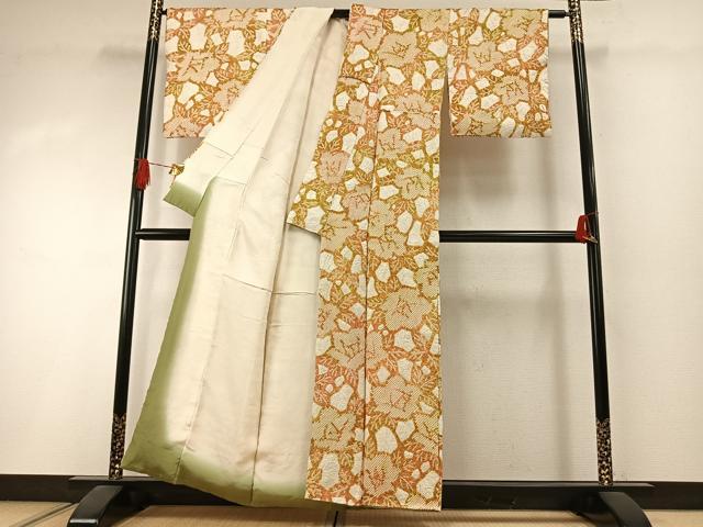 平和屋着物●上質な小紋 総絞り 草花文 正絹 逸品 AABI1582fy