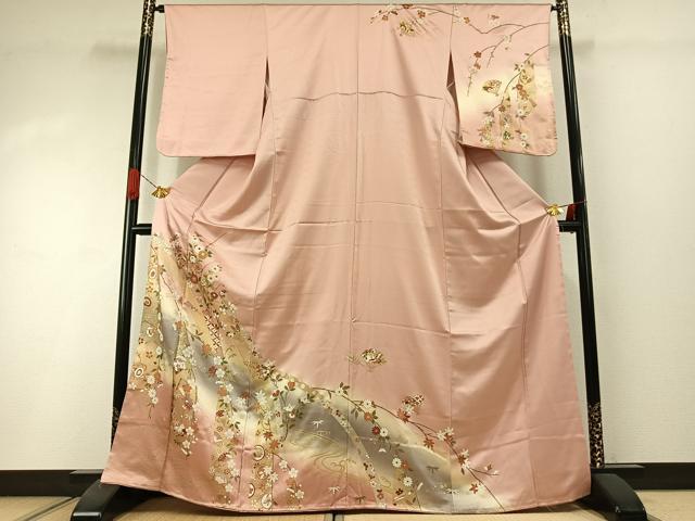 平和屋着物●訪問着 扇面花文 暈し染め 金彩 正絹 逸品 AABI1586fy