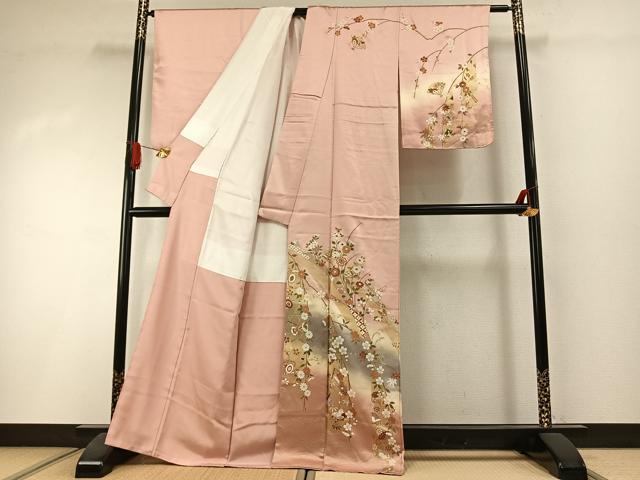 平和屋着物●訪問着 扇面花文 暈し染め 金彩 正絹 逸品 AABI1586fy