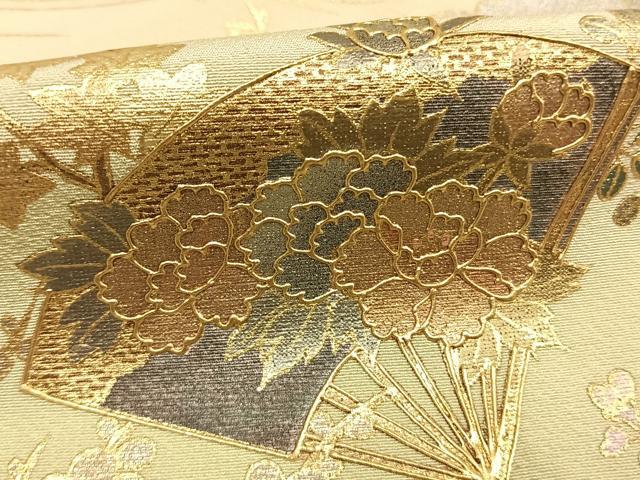 平和屋着物●訪問着 風景扇面花文 暈し染め 金銀彩 正絹 逸品 AABI1587fy
