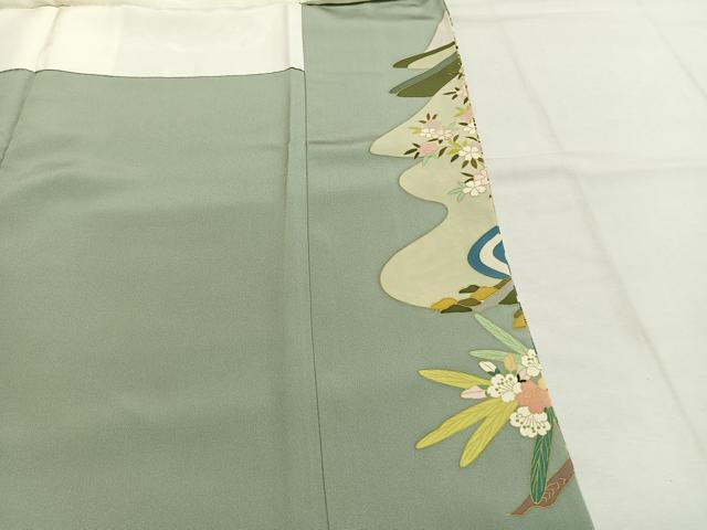 平和屋着物●豪華色留袖 友禅 作家物 風景花文 正絹 逸品 AABI1607fy